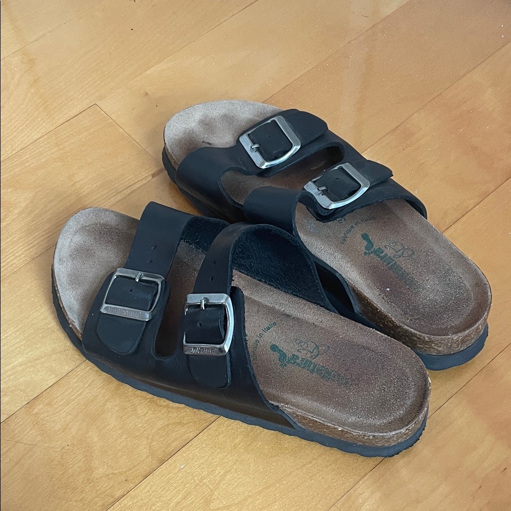 Black Leather Sandals